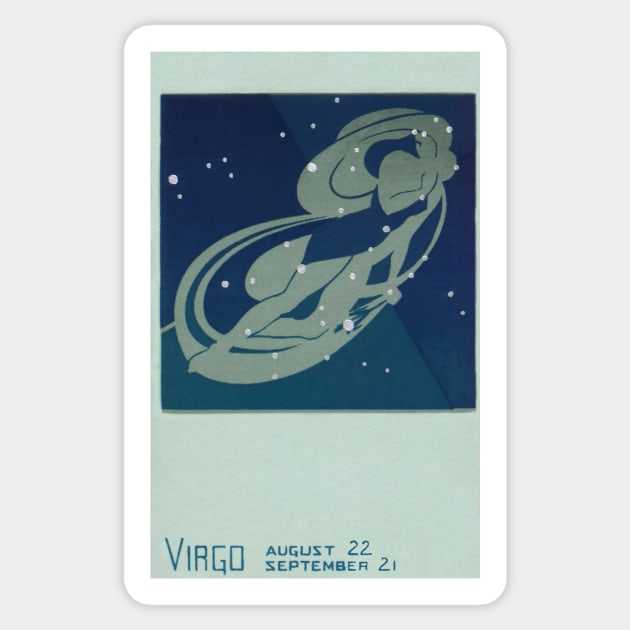 Virgo the Virgin, Vintage Signs of the Zodiac Sticker by MasterpieceCafe